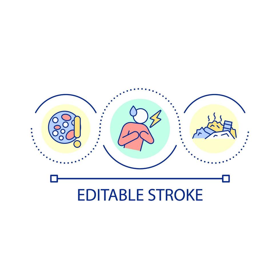 problème de santé et icône de concept de boucle de conditions insalubres vecteur