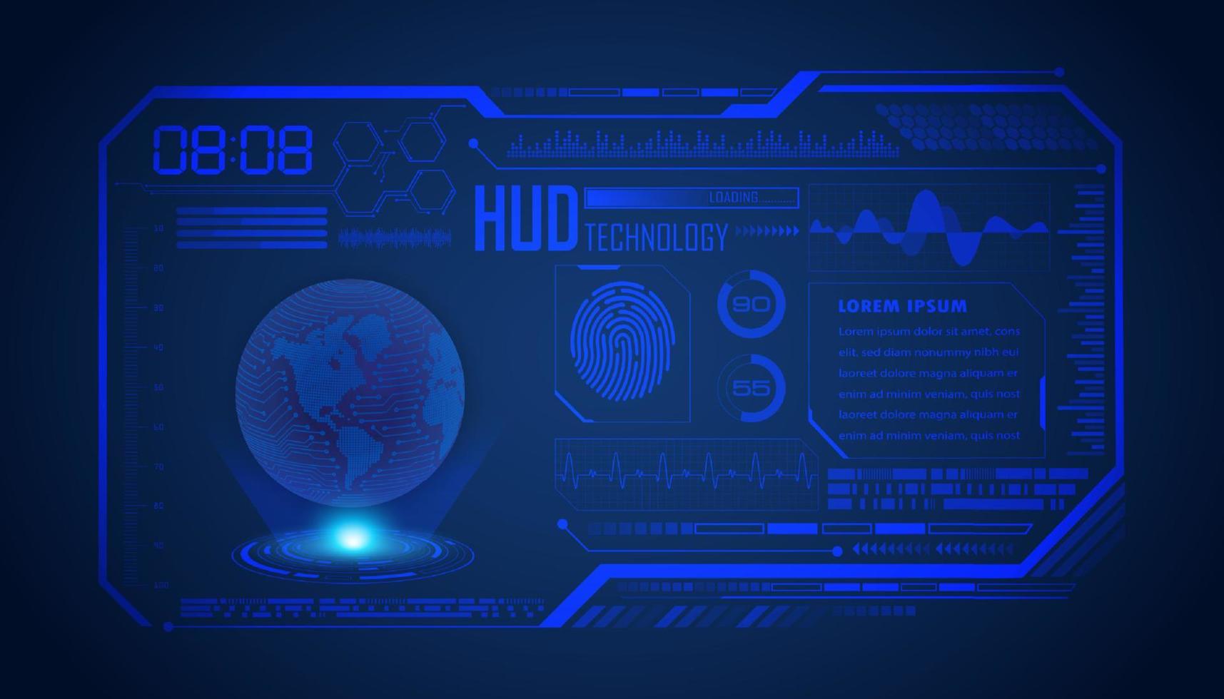 fond décran de technologie hud moderne avec globe bleu vecteur