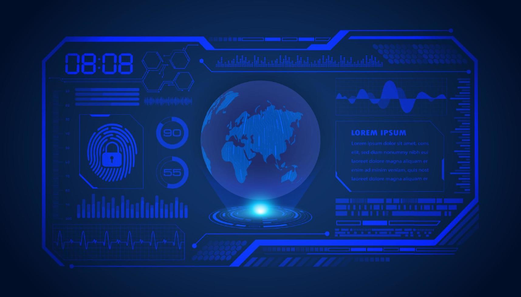 fond décran de technologie hud moderne avec globe vecteur