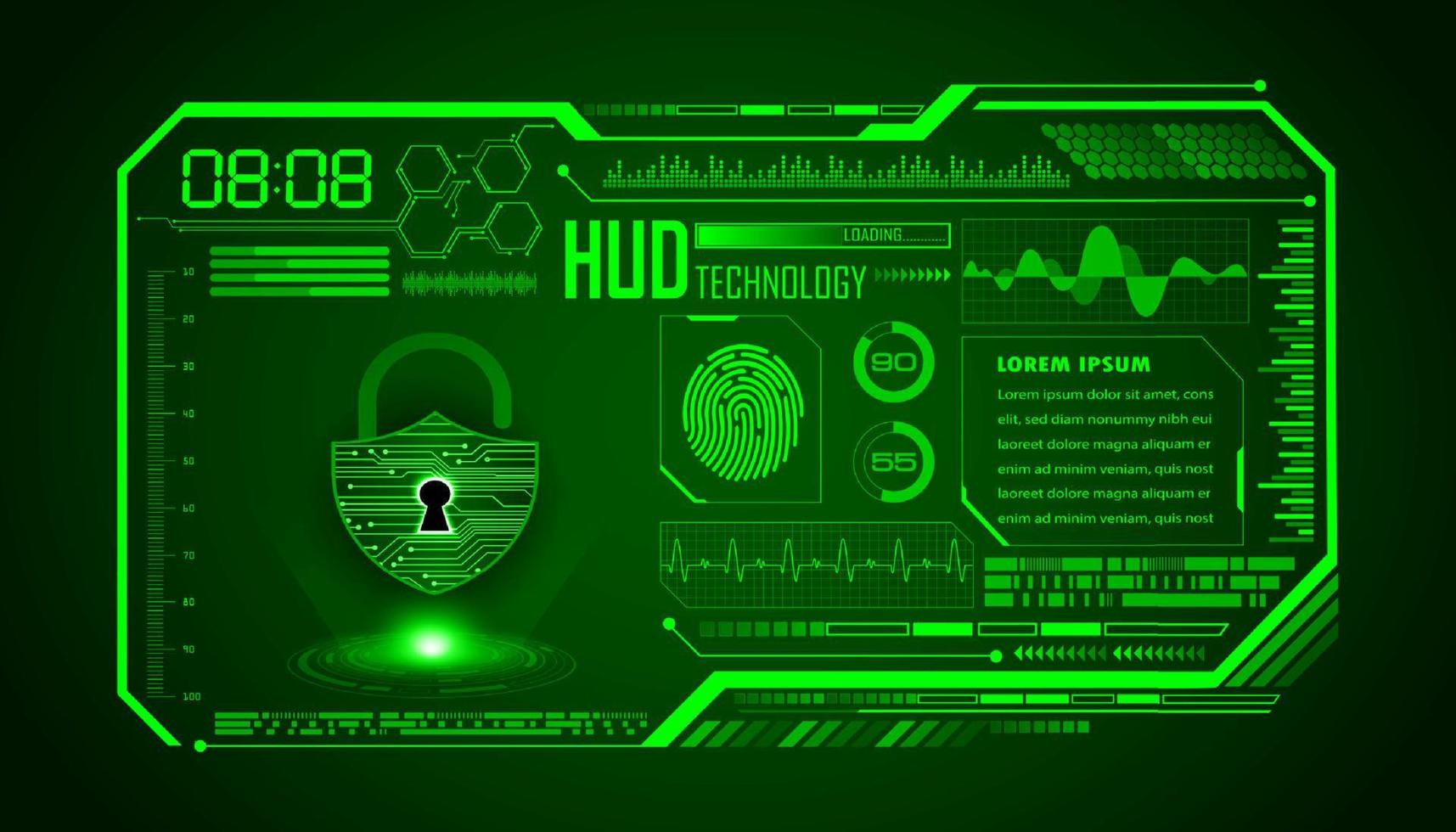 fond décran de technologie hud moderne avec cadenas vecteur