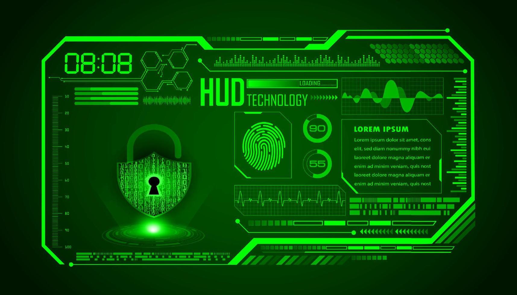 fond décran de technologie hud moderne avec cadenas vecteur