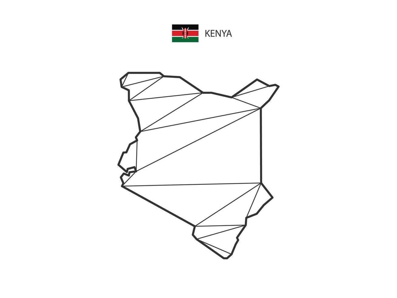 triangles de mosaïque style de carte du kenya isolé sur fond blanc. dessin abstrait pour le vecteur. vecteur