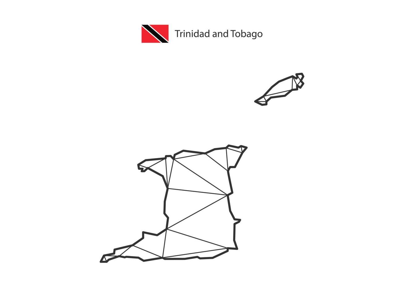 triangles de mosaïque style de carte de trinité-et-tobago isolé sur fond blanc. dessin abstrait pour le vecteur. vecteur