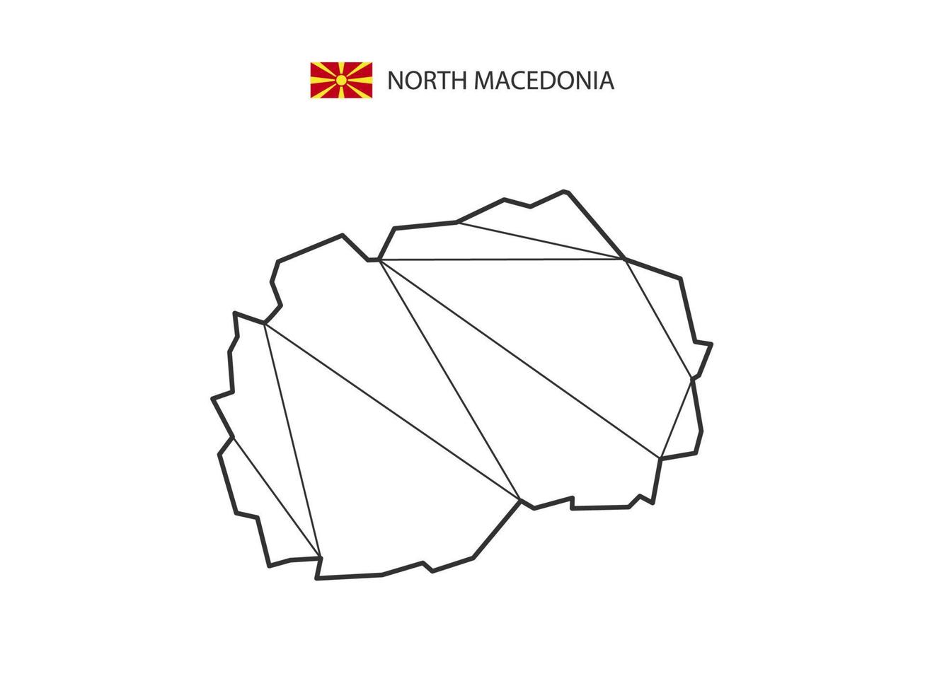 triangles de mosaïque style de carte de macédoine du nord isolé sur fond blanc. dessin abstrait pour le vecteur. vecteur