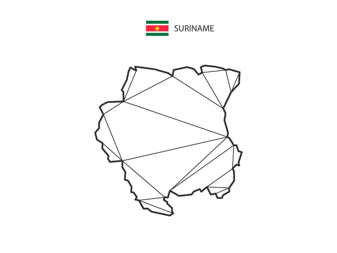 triangles de mosaïque style de carte du suriname isolé sur fond blanc. dessin abstrait pour le vecteur. vecteur