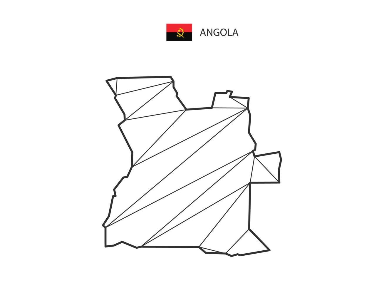 triangles de mosaïque style de carte de l'angola isolé sur fond blanc. dessin abstrait pour le vecteur. vecteur