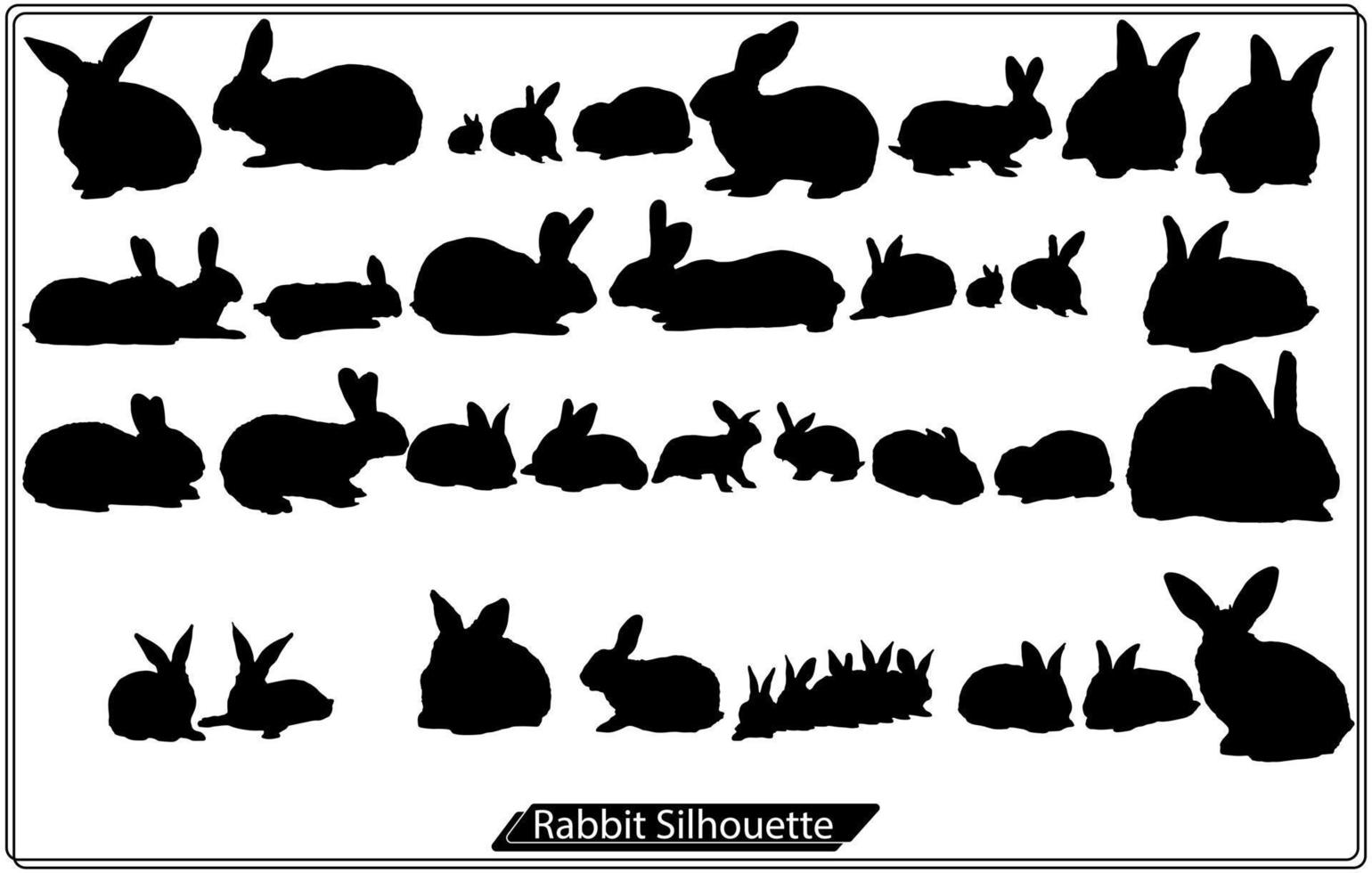 ensemble de différentes silhouettes de lapins à des fins de conception. vecteur