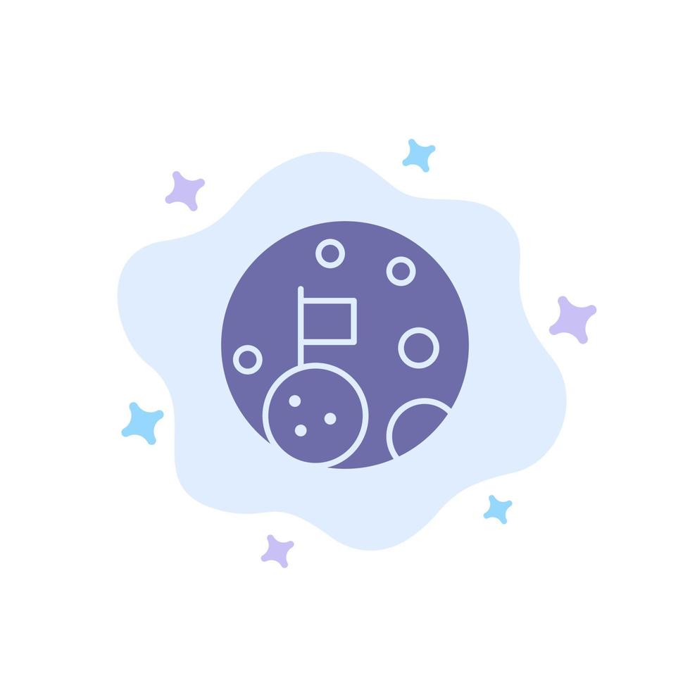 lune drapeau espace planète bleue icône sur fond de nuage abstrait vecteur