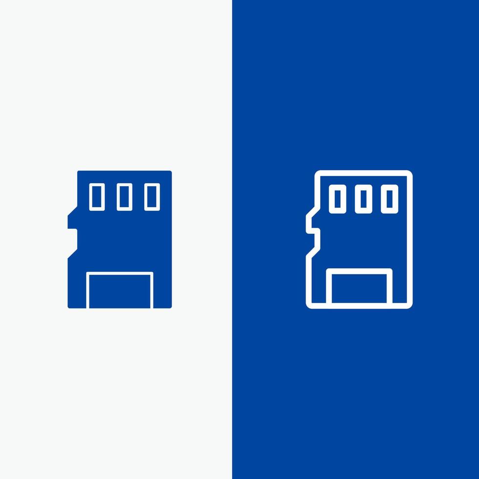 carte mémoire carte mémoire sd ligne et glyphe icône solide bannière bleue ligne et glyphe icône solide bannière bleue vecteur