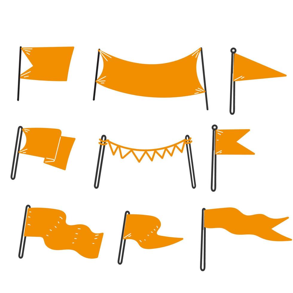 guirlande de drapeau doodle dessiné à la main et vecteur d'illustration de bannière