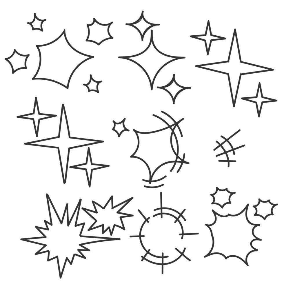 doodle dessiné à la main étoiles scintillantes scintille illustration vecteur isolé