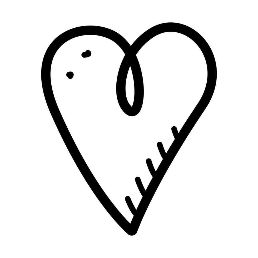 illustration de doodle de vecteur de coeur. le dessin d'un coeur est un symbole de l'amour, de la saint valentin.