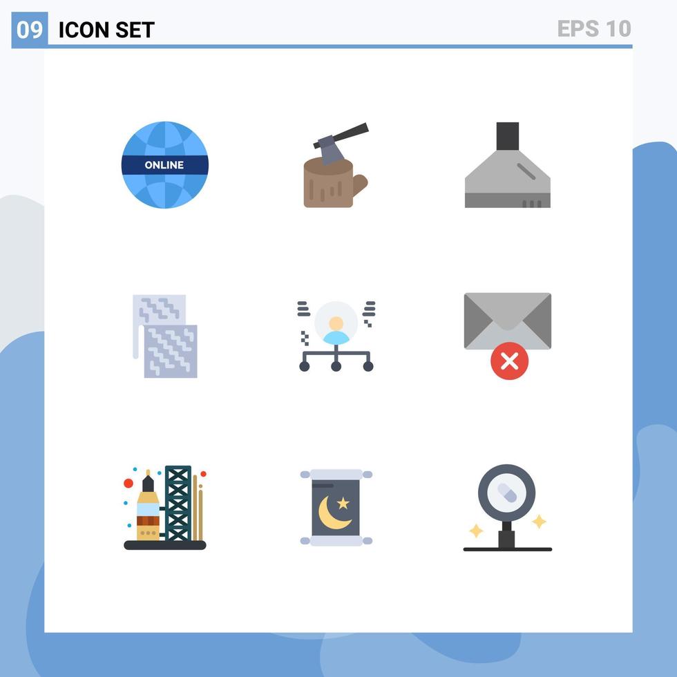 ensemble moderne de 9 pictogrammes de couleurs plates de l'extracteur de matériel des employés futurs éléments de conception vectoriels modifiables électroniques vecteur