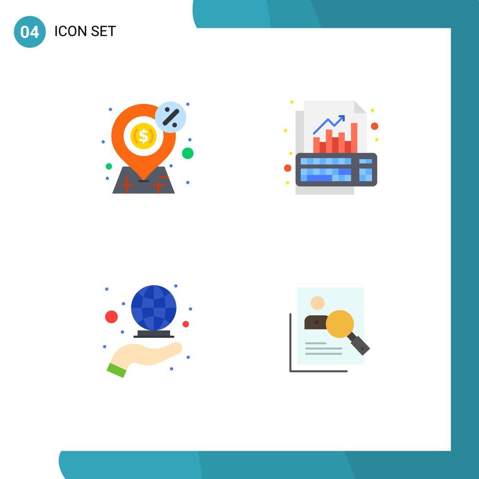 4 icônes plates vectorielles thématiques et symboles modifiables des données de paiement du clavier en dollars éléments de conception vectoriels modifiables mondiaux vecteur