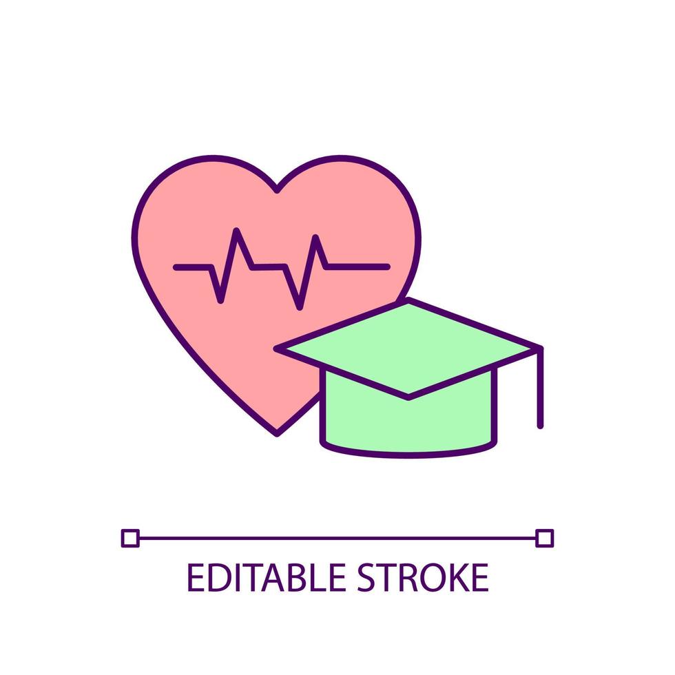 éducation et formation pour icône de couleur rvb cardiologue vecteur