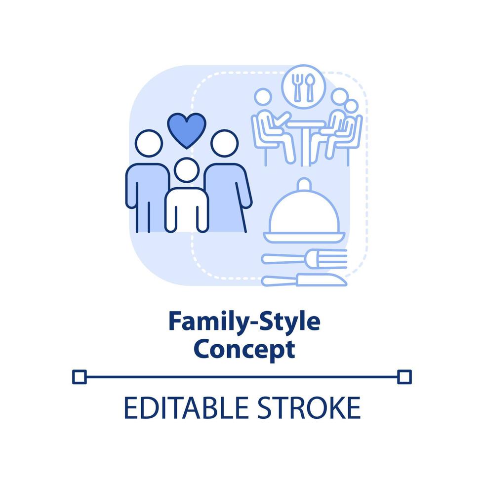 icône de concept bleu clair de restaurant de style familial vecteur