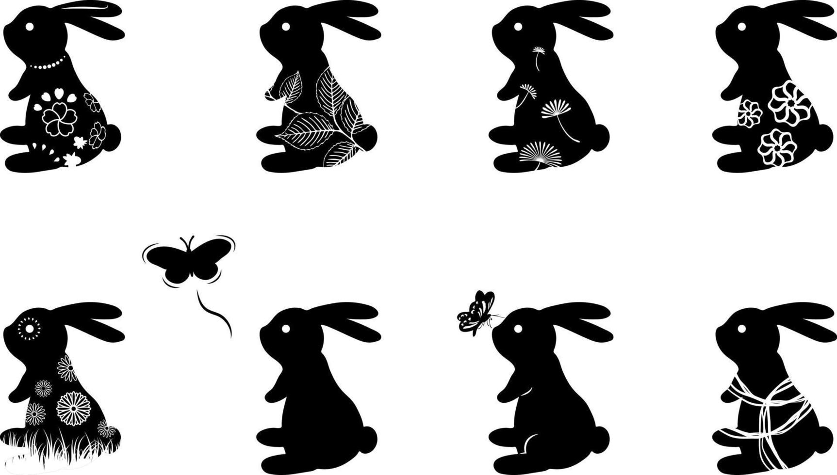 lapin de pâques avec jeu de silhouette de motif. vecteur