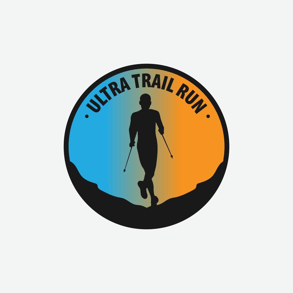 illustration vectorielle du logo ultra trail running sur fond blanc vecteur