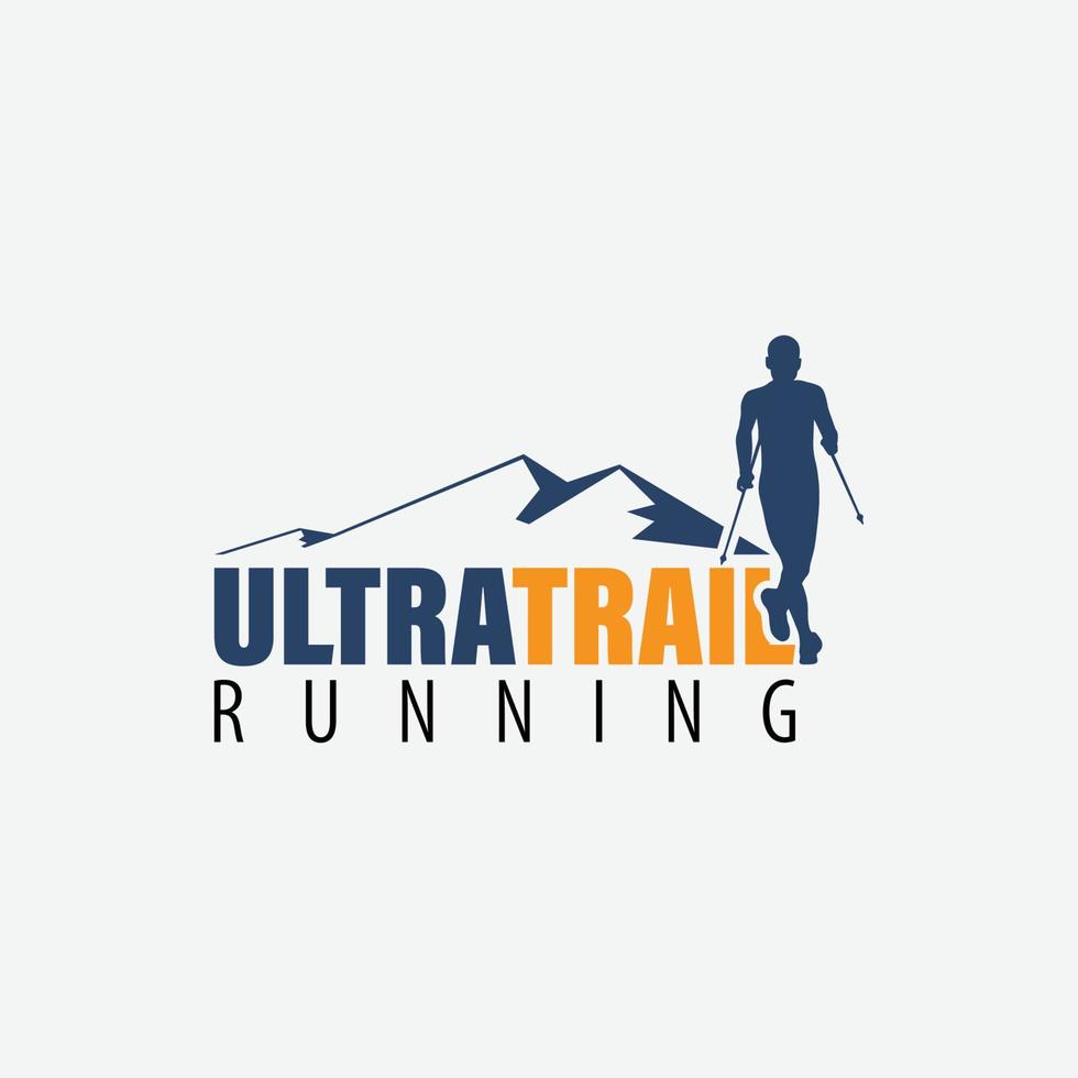 illustration vectorielle du logo ultra trail running sur fond blanc vecteur