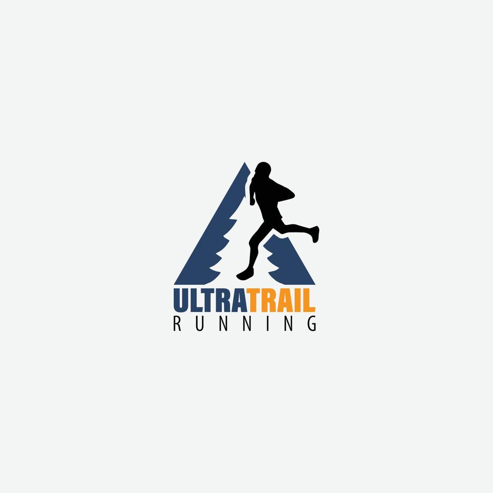 illustration vectorielle du logo ultra trail running sur fond blanc vecteur