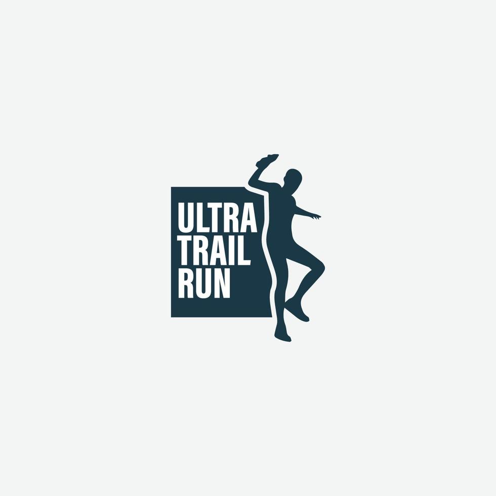 illustration vectorielle du logo ultra trail running sur fond blanc vecteur