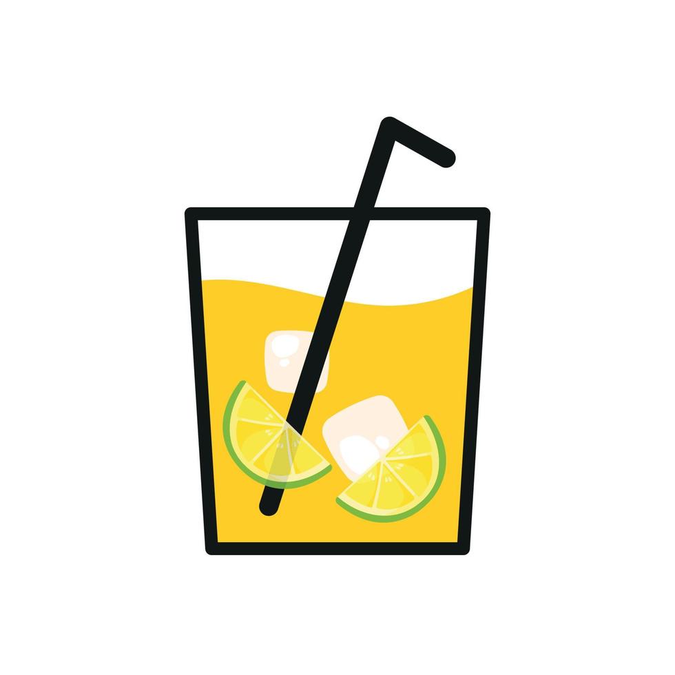 boisson glacée d'été et icône de boisson clipart illustration vectorielle avec contour noir vecteur