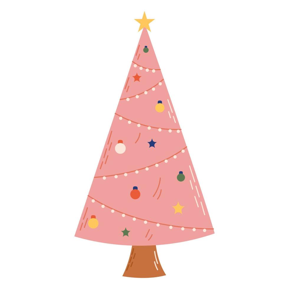 arbre de noël avec des décorations. concept de célébration de noël et du nouvel an. bon pour la carte de voeux, l'invitation, la bannière, la conception de sites Web. vecteur