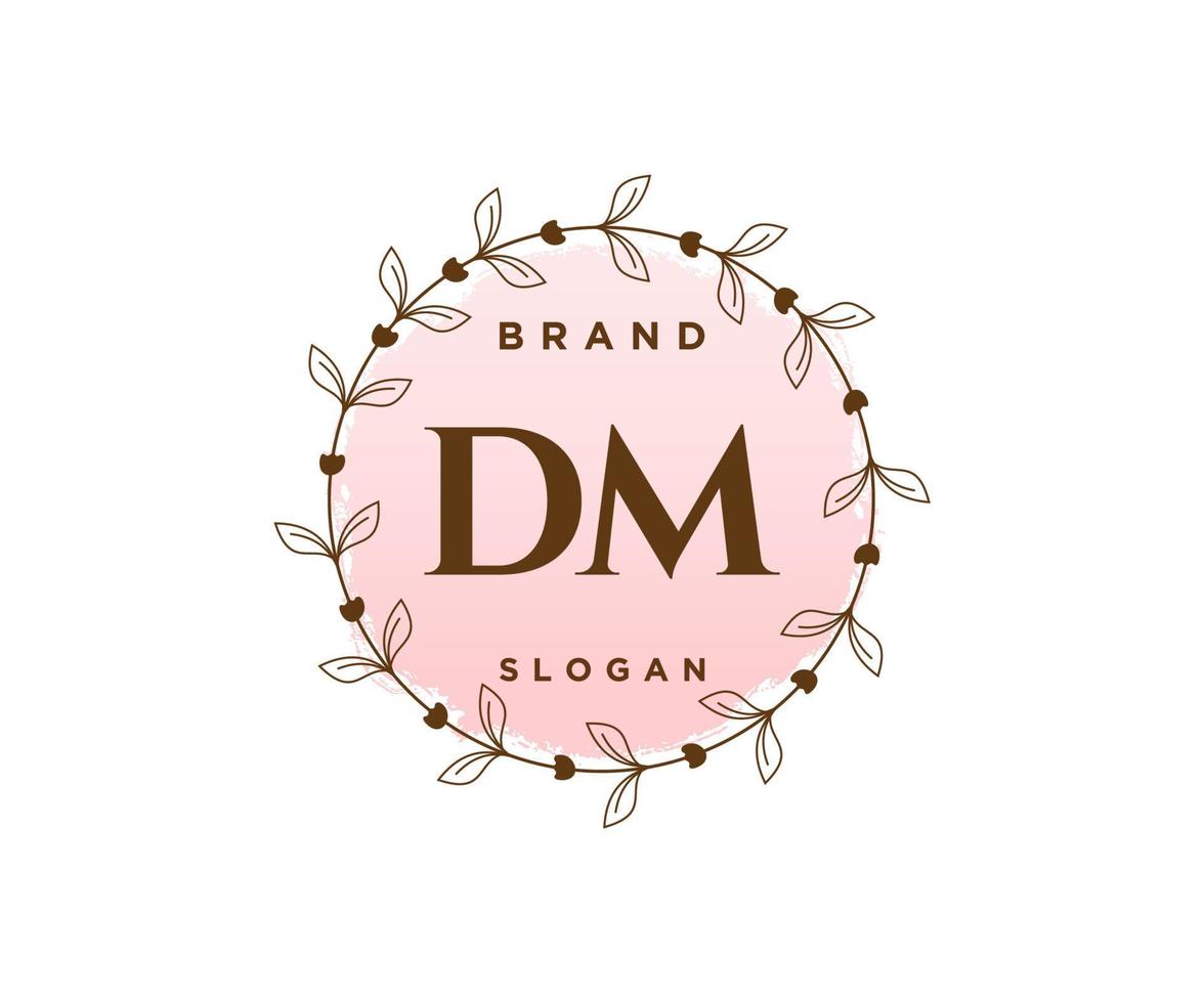 logo féminin initial dm. utilisable pour les logos nature, salon, spa, cosmétique et beauté. élément de modèle de conception de logo vectoriel plat.