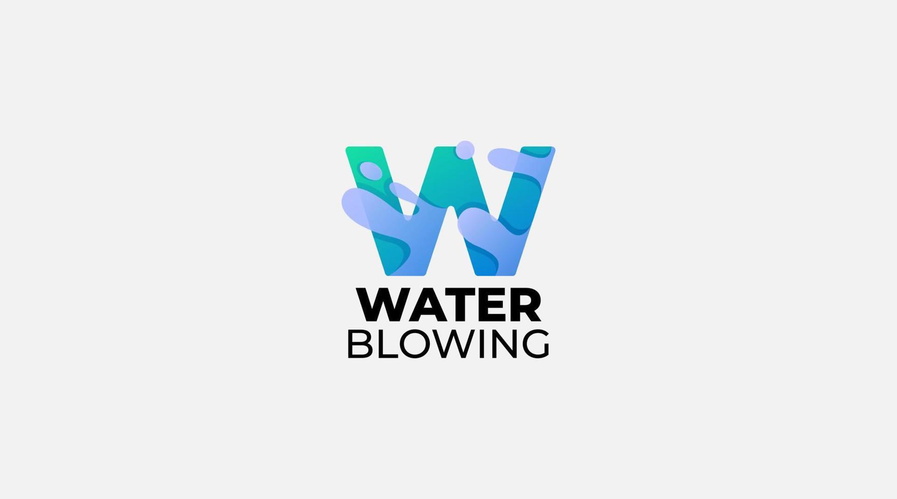 lettre w eau soufflant icône de conception de logo vectoriel