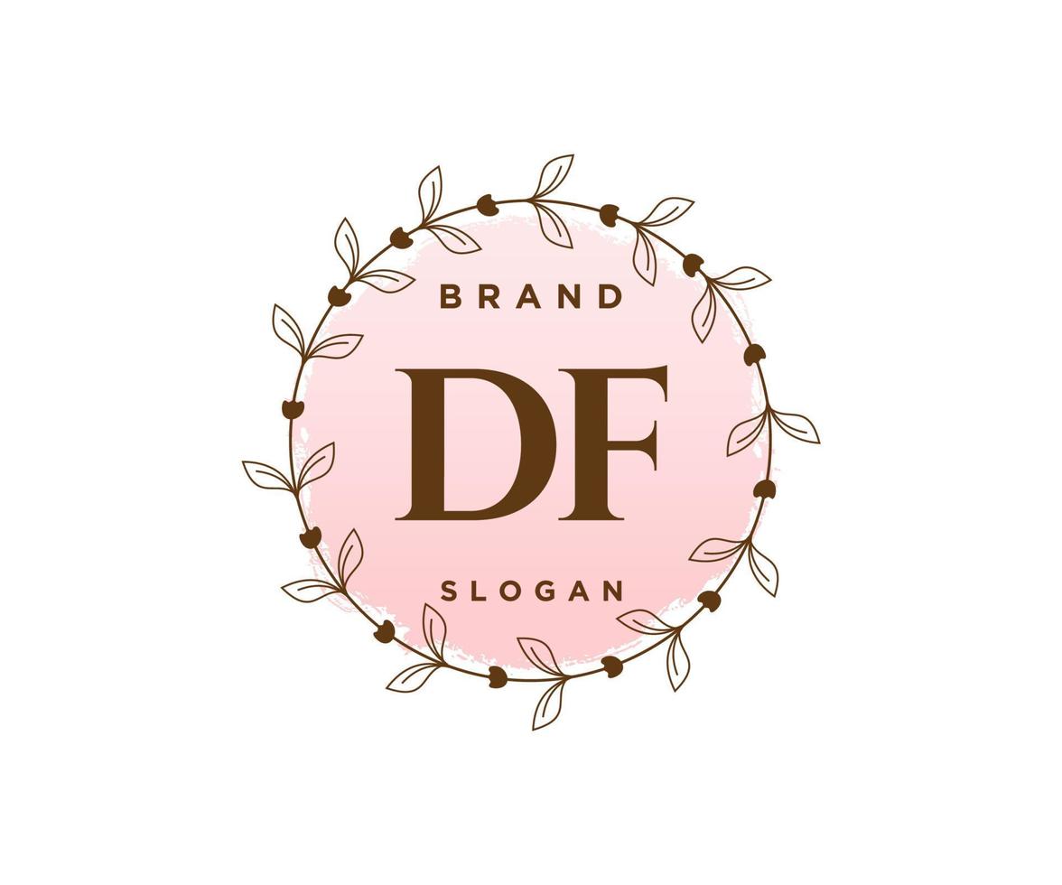 logo féminin initial df. utilisable pour les logos nature, salon, spa, cosmétique et beauté. élément de modèle de conception de logo vectoriel plat.