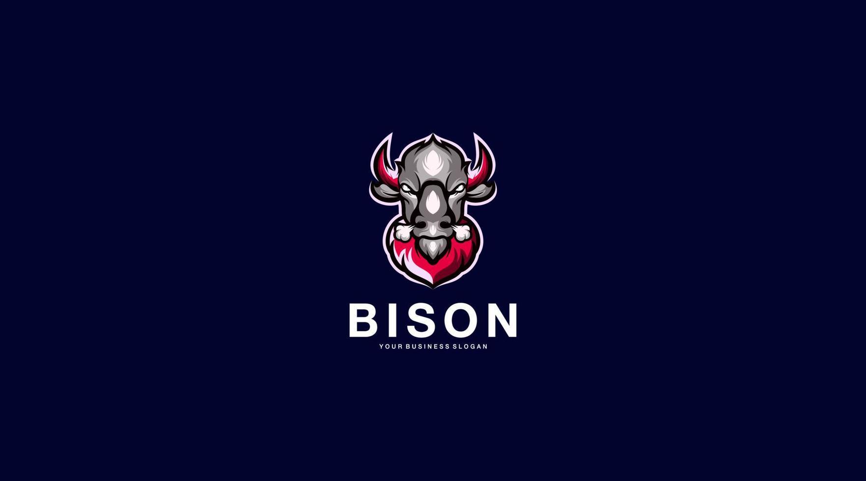 icône d'illustration de conception de logo de vecteur de bison