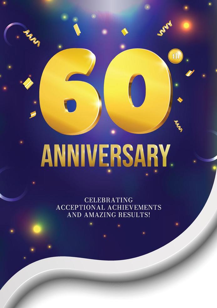 conception d'affiche de flyer de célébration d'anniversaire 60 ans vecteur