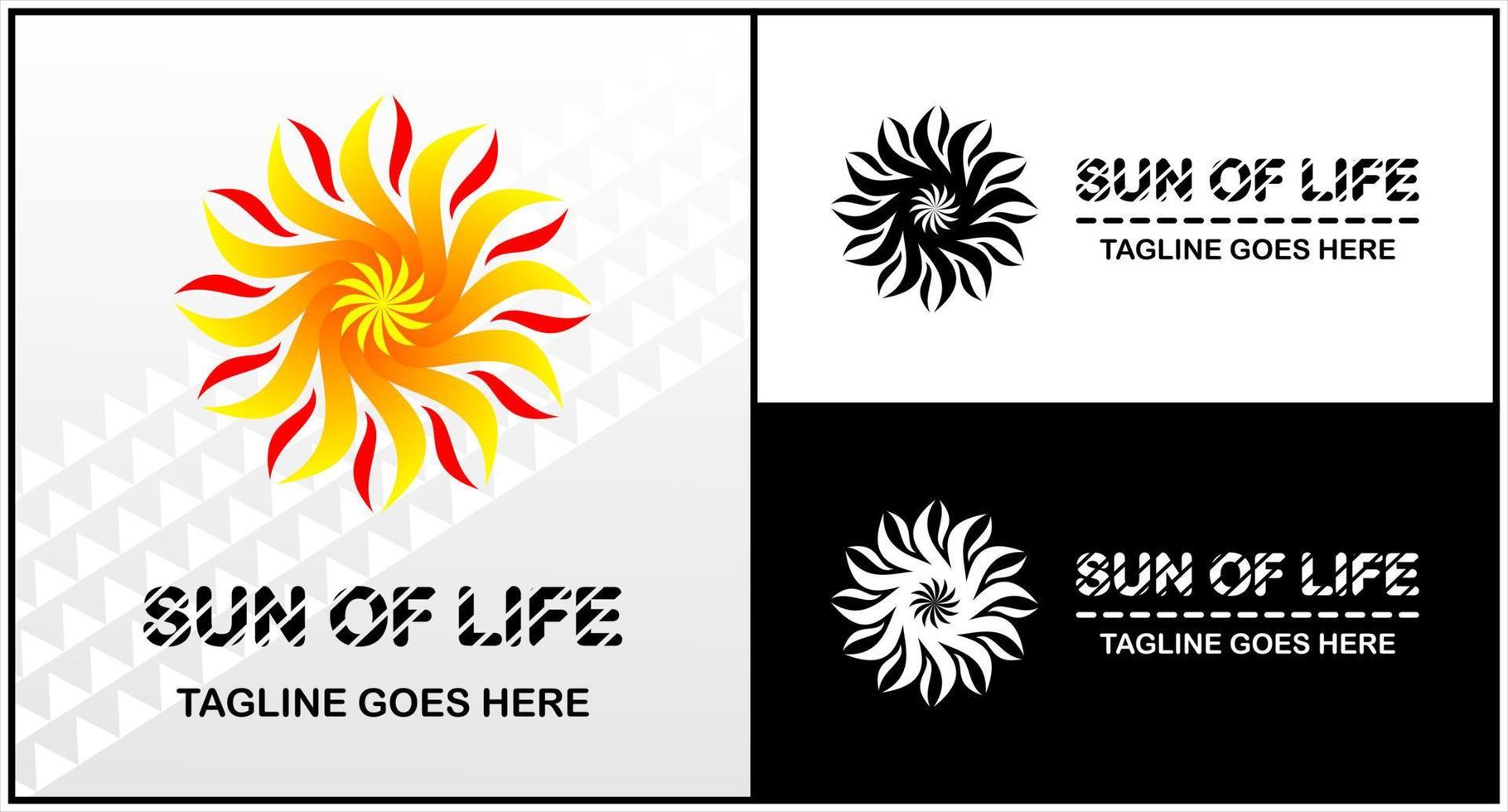 éléments de design vectoriel pour le logo de votre entreprise, logo pour groupes ou individus, logo twisted fire sun, logotype moderne, simple et minimaliste, correspond au logo que vous voulez