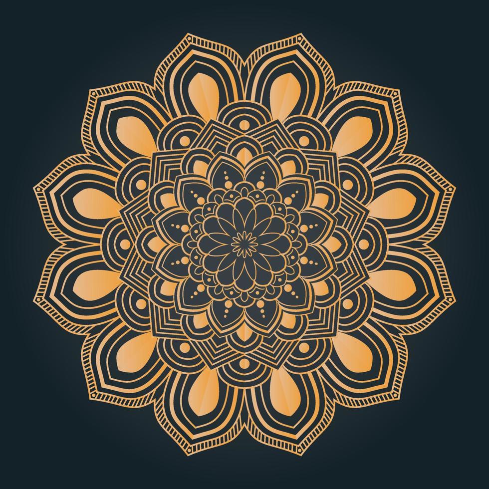 fond de conception de mandala ornemental et de mariage de luxe en couleur dorée vecteur