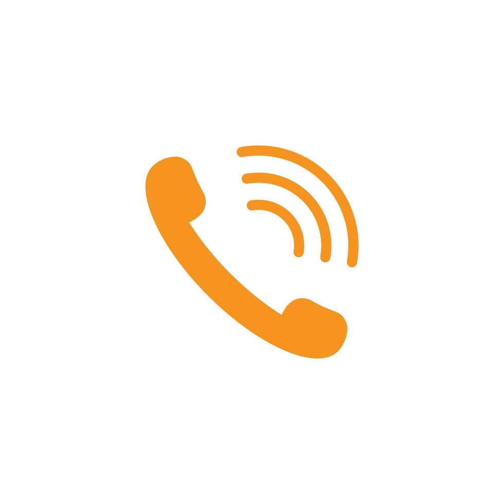 eps10 vecteur orange appel téléphonique ou téléphone abstrait icône isolé sur fond blanc. contactez-nous ou le symbole de la hotline dans un style moderne et plat simple pour la conception de votre site Web, votre logo et votre application mobile