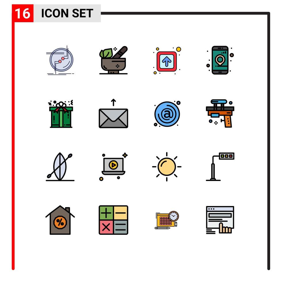 16 lignes vectorielles thématiques remplies de couleurs plates et symboles modifiables de l'emplacement de noël signes gps de bien-être éléments de conception vectoriels créatifs modifiables vecteur