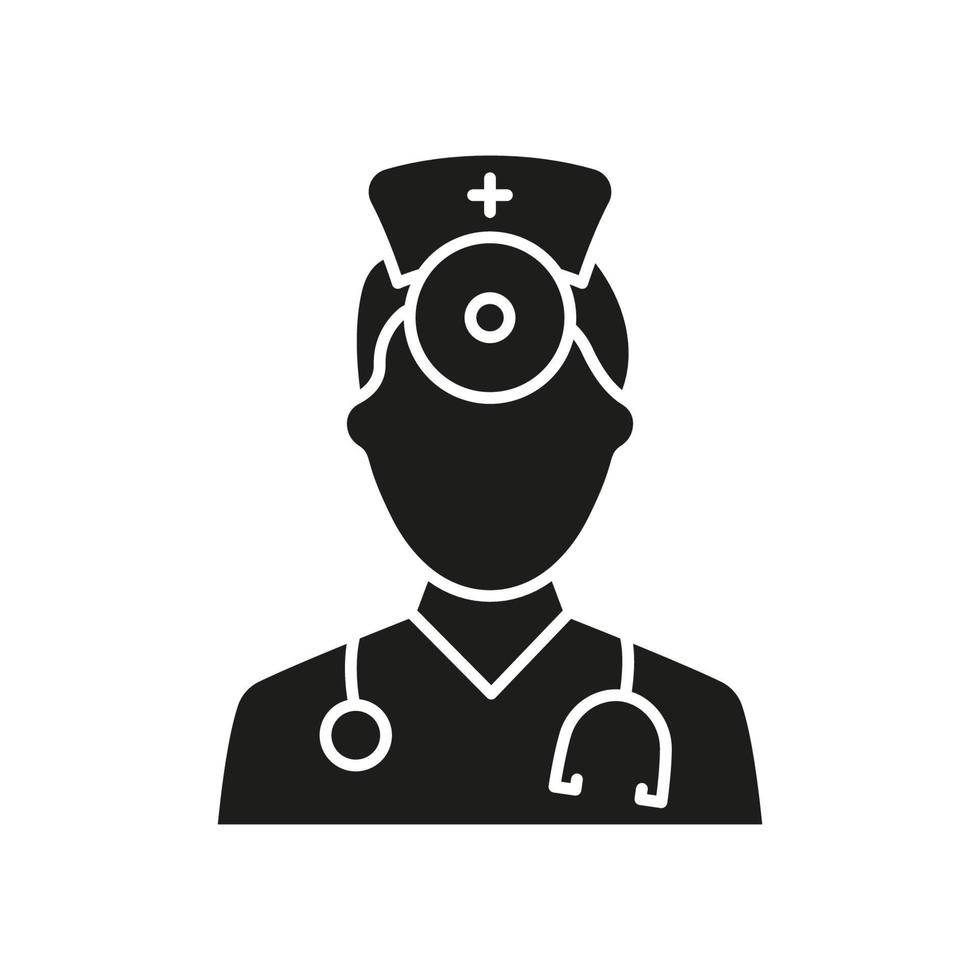 médecin professionnel avec stéthoscope dans l'icône de silhouette de masque facial. spécialiste des médecins masculins et pictogramme noir de glyphe assistant. illustration vectorielle isolée. vecteur