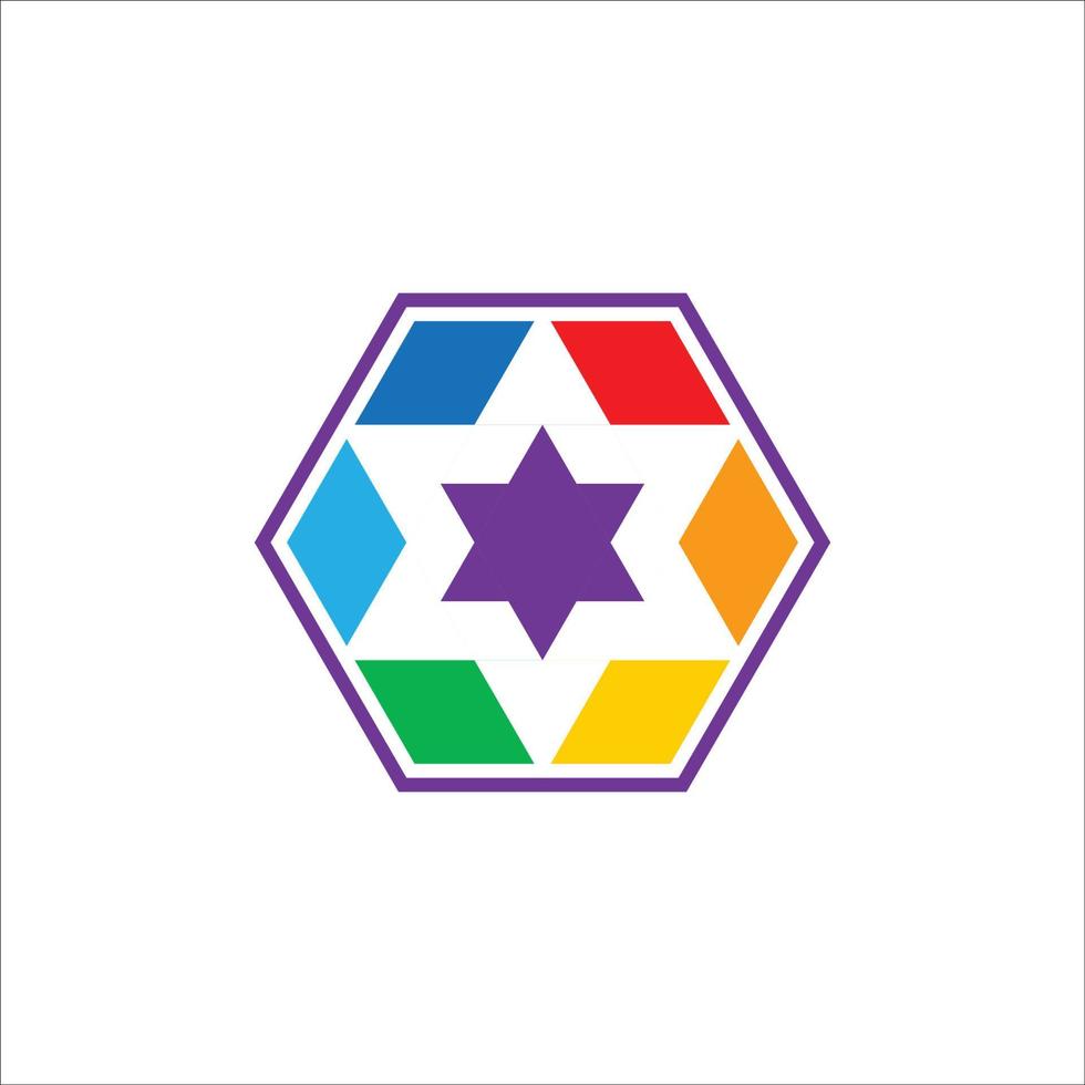 logo de méditation et de yoga avec sept couleurs d'énergie d'aura vecteur