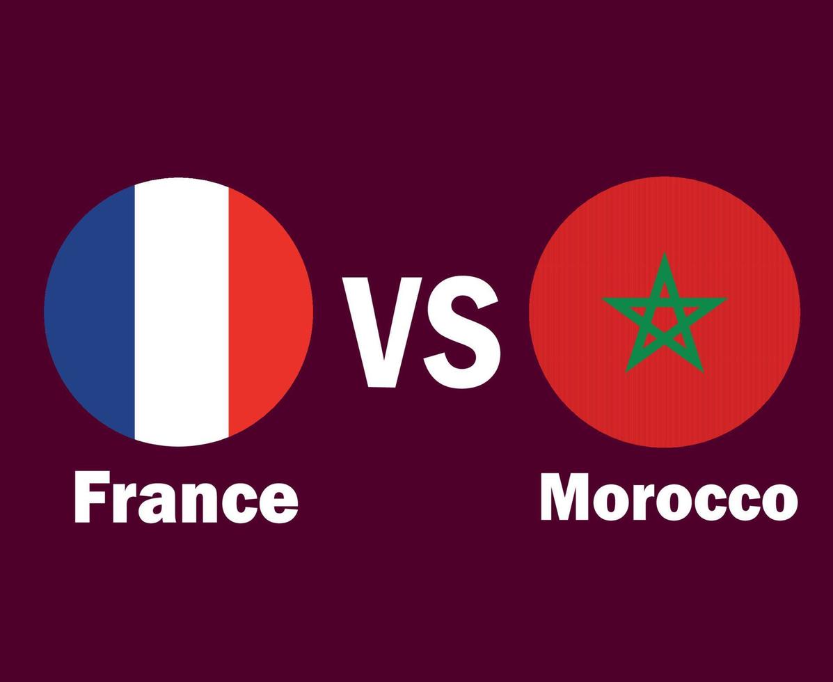 drapeau de la france et du maroc avec la conception de symboles de noms europe et afrique football final vecteur pays européens et africains illustration des équipes de football