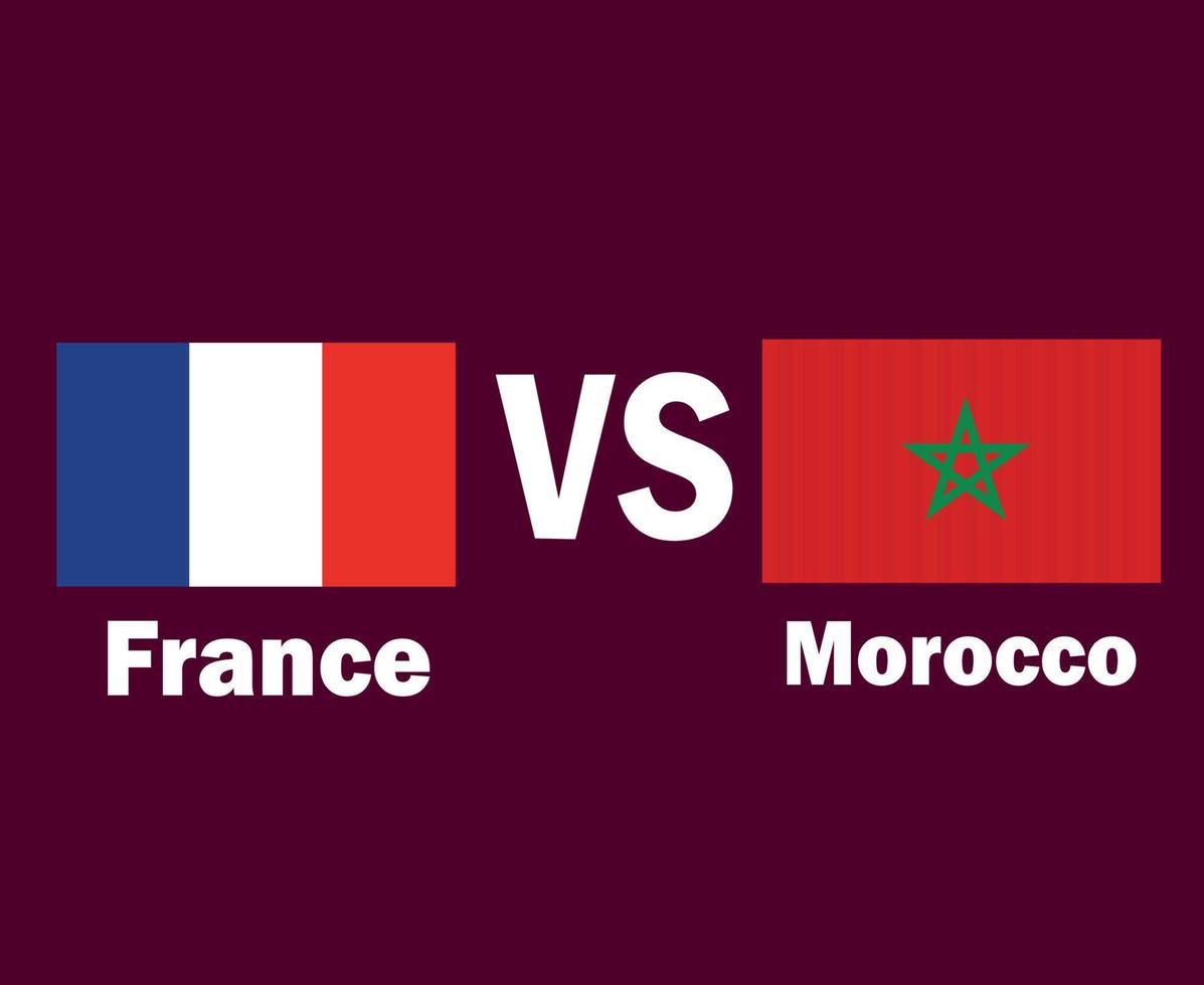 emblème du drapeau de la france et du maroc avec la conception de symboles de noms europe et afrique football final vecteur pays européens et africains illustration des équipes de football