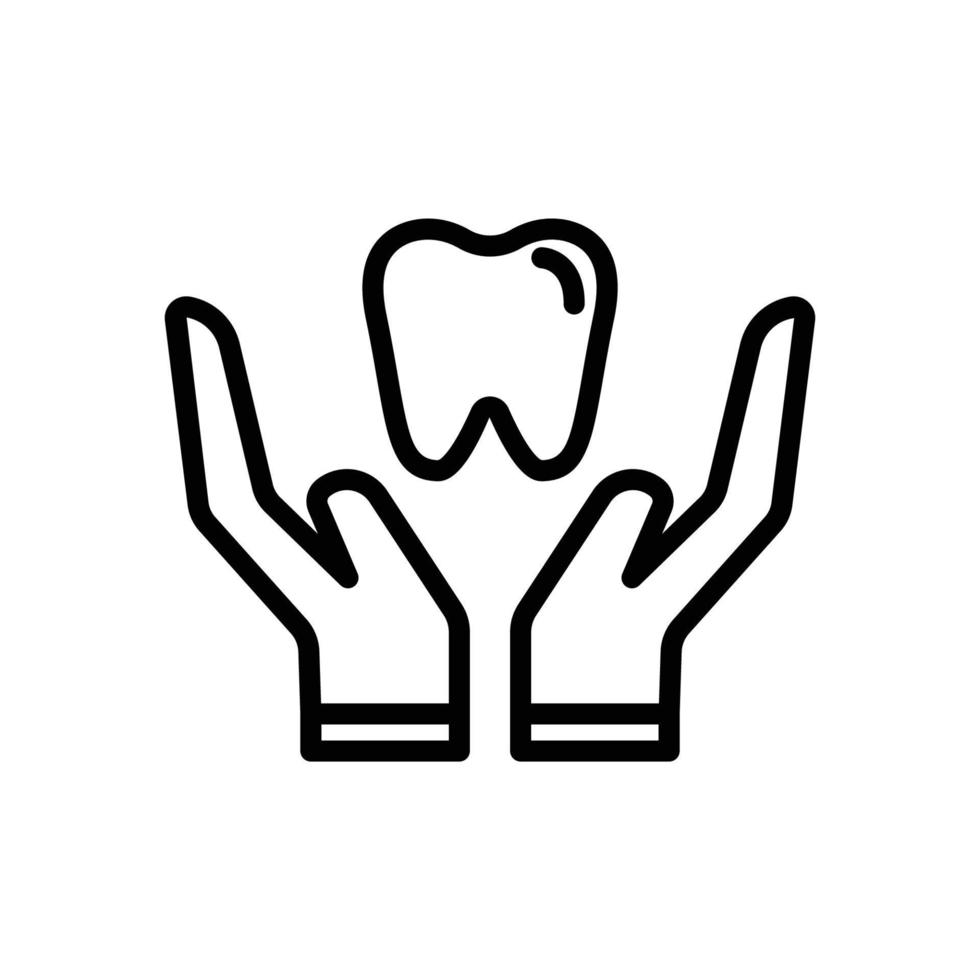illustration d'icône de dent avec la main. style d'icône de ligne. icône liée aux soins de santé et à la médecine. conception vectorielle simple modifiable. pixel parfait à 64 x 64 vecteur