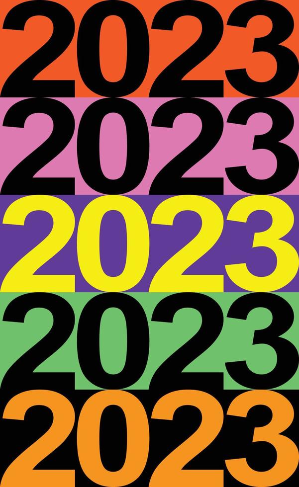 modèle de conception de numéro 2023. collection de symboles de bonne année 2023. illustration vectorielle avec étiquettes multicolores isolées sur fond multicolore. vecteur