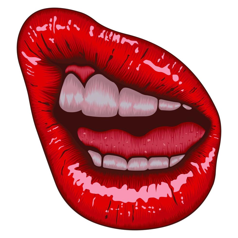 illustration féminine lèvres réalistes vecteur
