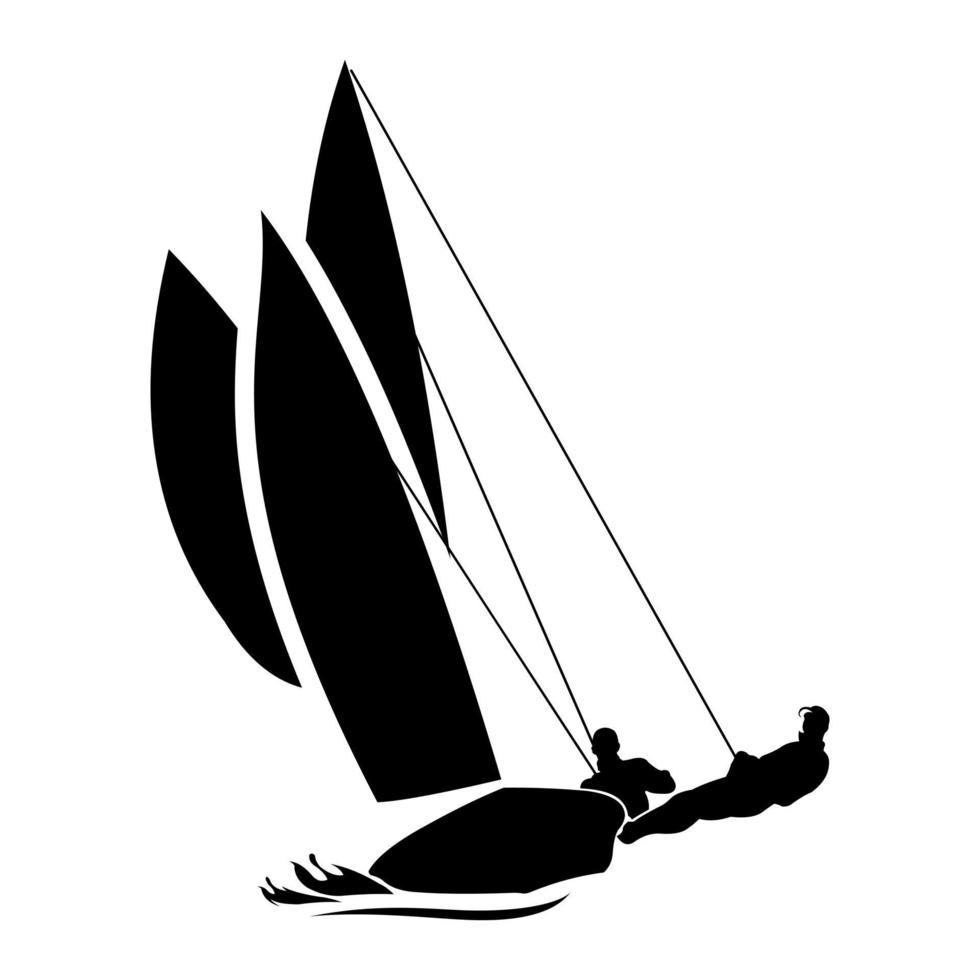 silhouette de logo simple de compétition de vitesse de bateau traditionnel vecteur