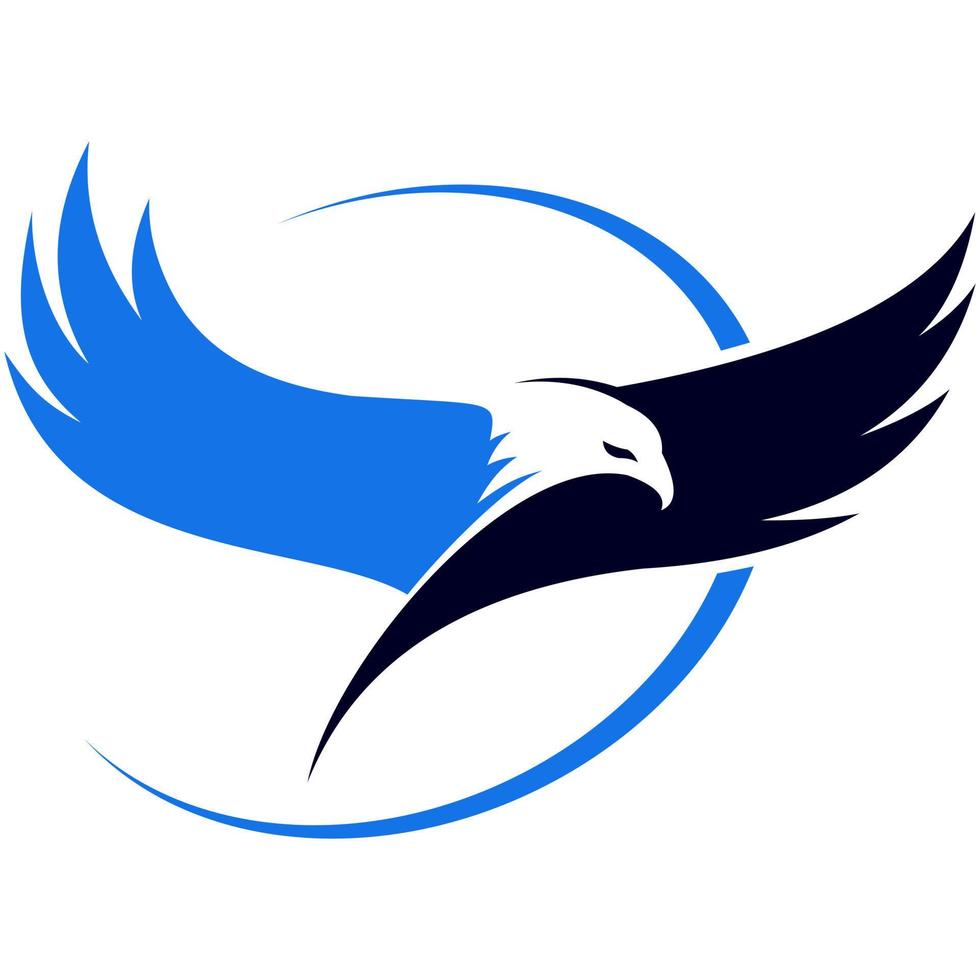 logo oiseau aigle bleu simple aux ailes déployées vecteur