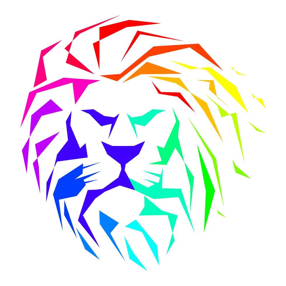 logo simple tête de lion silhouette couleur regard pointu vecteur