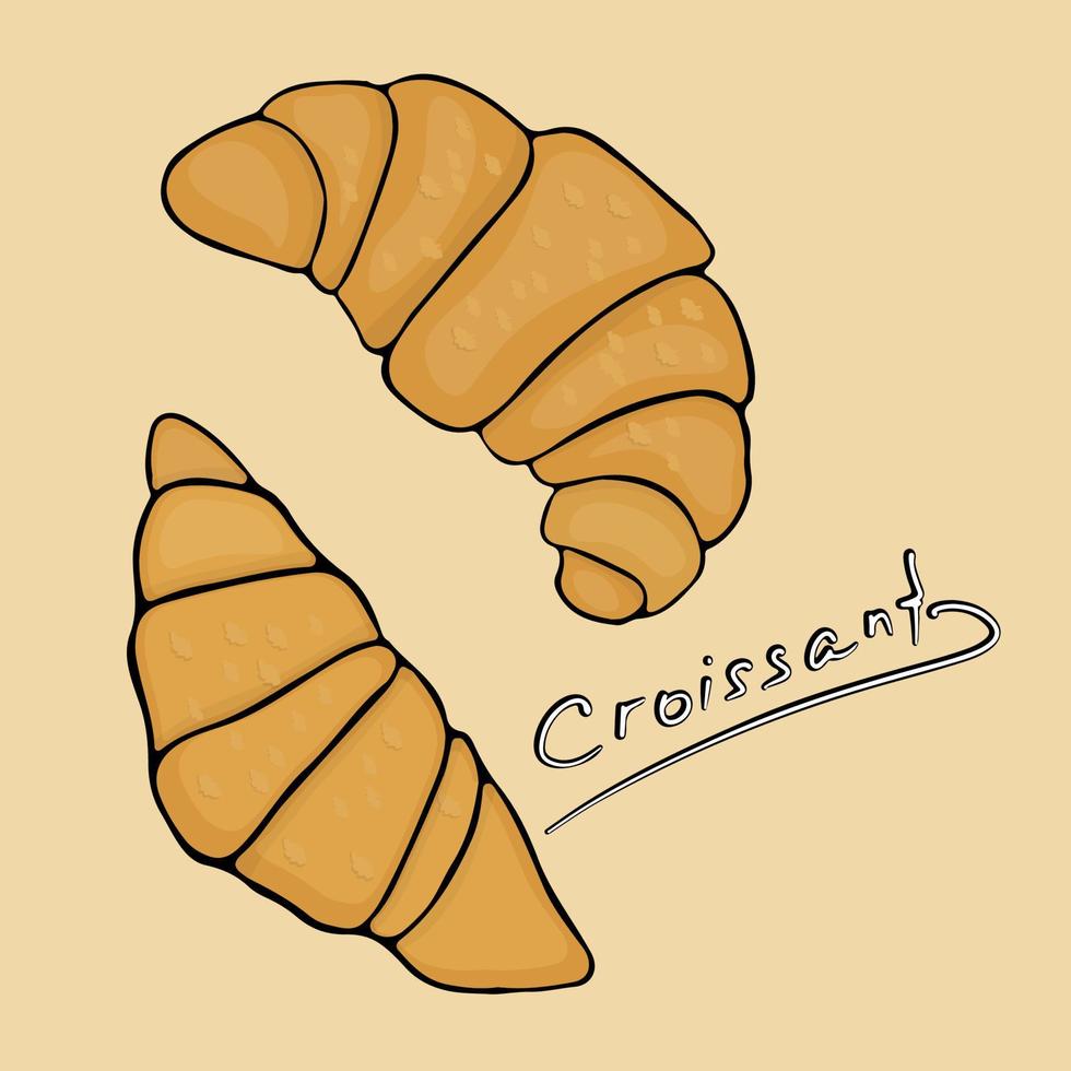 illustration dessinée à la main d'un croissant vecteur