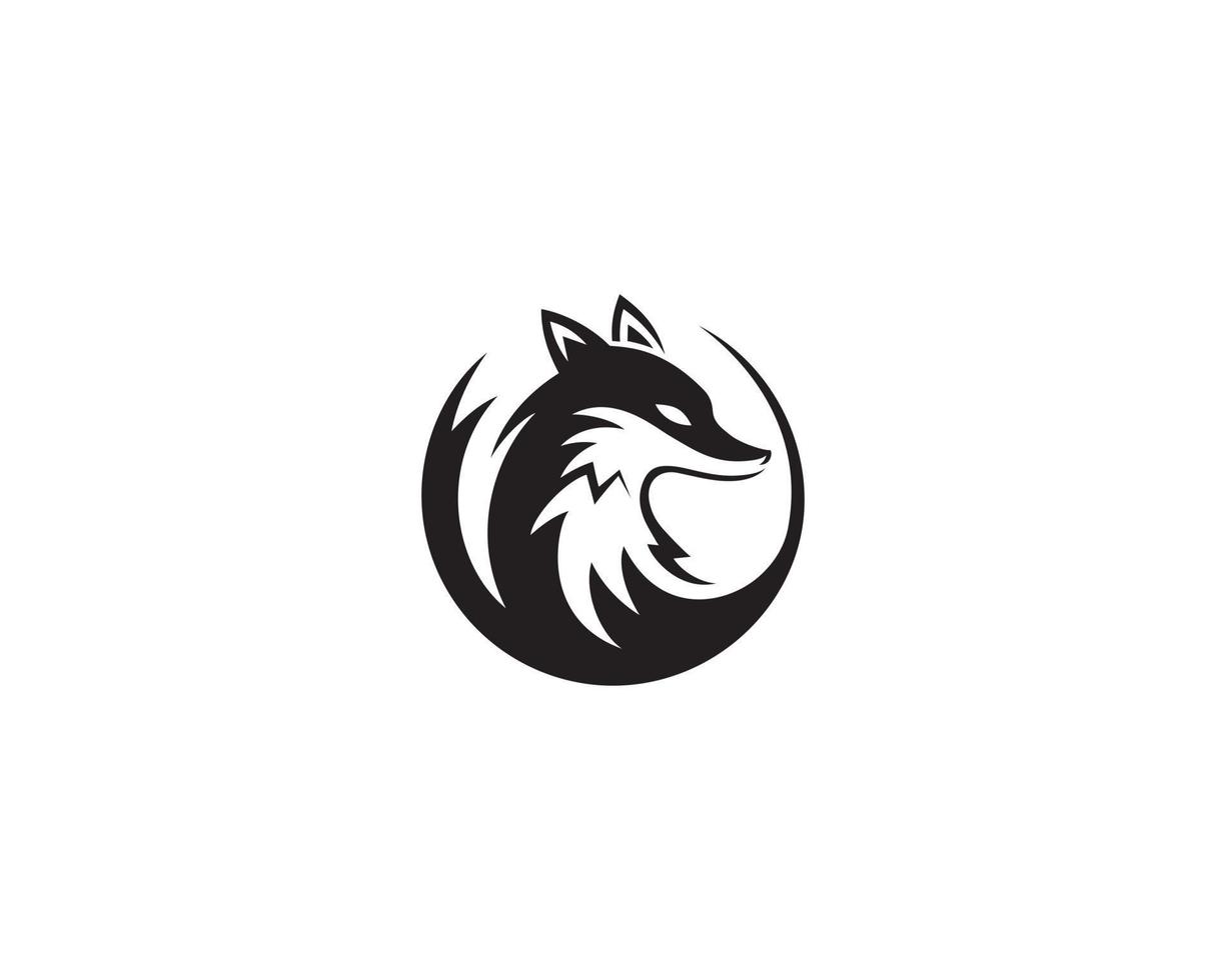 renard rond et loup animal silhouette mascotte logo modèle illustration vectorielle. vecteur