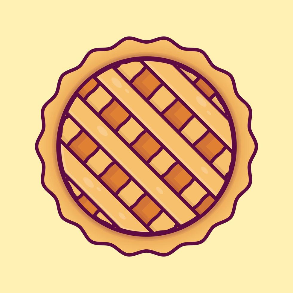 vecteur de dessin animé de tarte aux pommes isolé