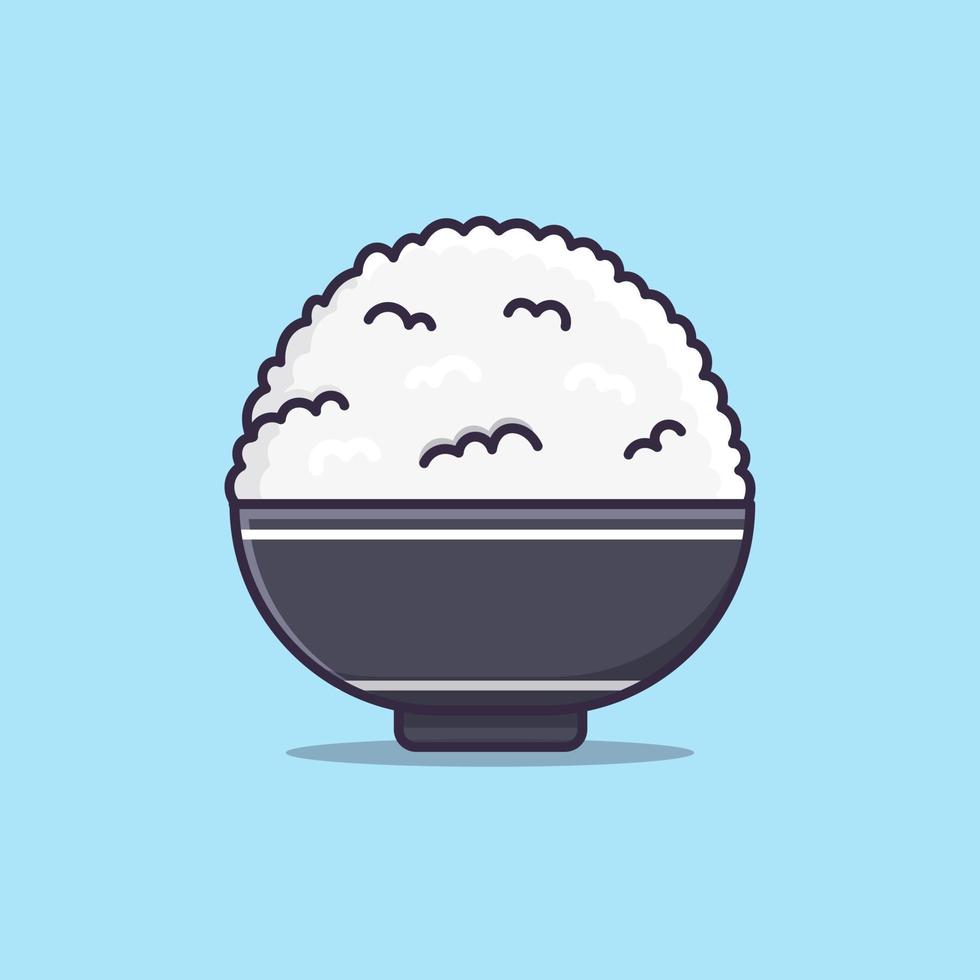 riz dans un vecteur de dessin animé de bol rond